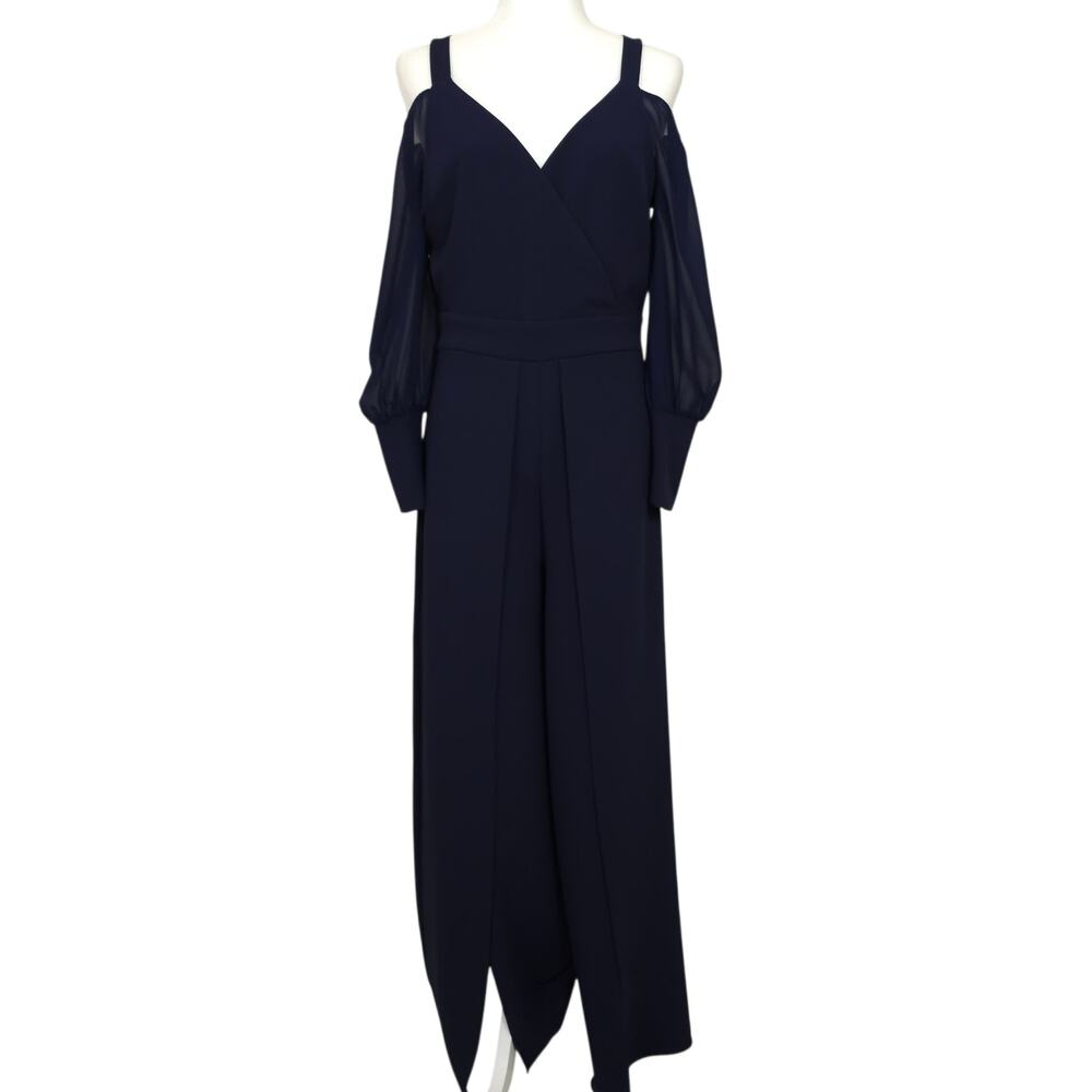 NWT Alexia Admore x Boston Proper Navy Crepe High Waist Jumpsuit 4
